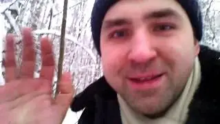 Три минуты в зимнем лесу у костра