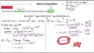 2. Nernst Equation (Calculation Part A)
