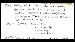 Design of Singly Reinforced Beam Problem #1