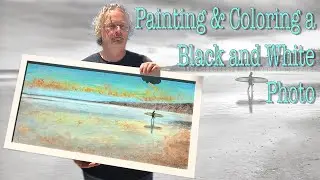 Painting and Hand Coloring a Black and White Photo with Acrylics - La Jolla Shores Surfer