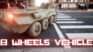 UE 5.1 - Vehicle Movement (8 Wheels, Turret, Headlights, Brake Lights)