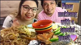 Pinoy mukbang | inihaw na bangus at mix pancit | chicken pinapaitan |mukbang with special guest