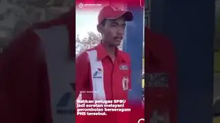 A driver wearing a civil servant uniform buys Rp 10,000 worth of gasoline, prompting the gas stat...