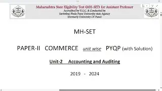 MH-SET Commerce Paper-II Unit 2: Accounting & Auditing PYQPs (2019–2024) with Solutions