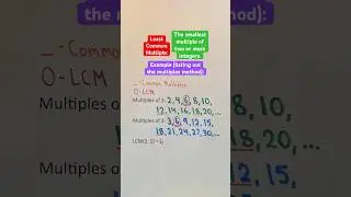 Least Common Multiple Example (listing out the multiples method) #Shorts #math