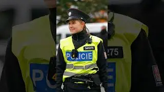 Beautiful policewoman in Prague 