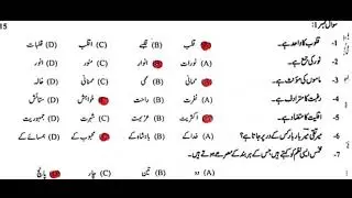 9th Class Urdu Past Papers Solved mcqs of All Punjab Boards | 9 Urdu Solved objective of Past Papers