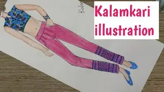 Kalamkari illustration tutorial | step by step | fashion illustration | fashion designing