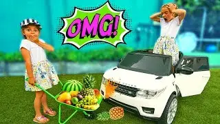 GISELE & CLAUDIA PRETEND PLAY WITH FRUIT COLORS IN GARDEN!!  FUNNY VIDEO EDUCATIONAL By LAS RATITAS
