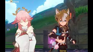 Yae Miko Teasing Gorou about his tail in all languages l Genshin Impact