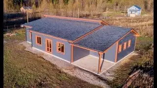 Реализованный проект одноэтажного каркасного дома. Размер дома 19,0*14,0 метров