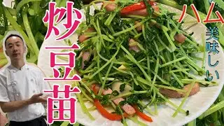 炒豆苗/豆苗の炒め物/中華風炒豆苗 美食烹飪/中国人シェフが作る本格中華料理