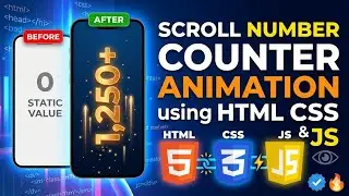 How to Make Scroll Number Counter Animation | using HTML CSS & JAVASCRIPT🔥✅