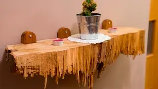 How to make: Wooden Natural Edge Shelf