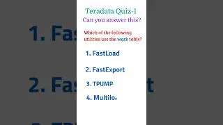 Teradata Quiz 1 | Teradata SQL Quiz | Teradata interview questions and answers