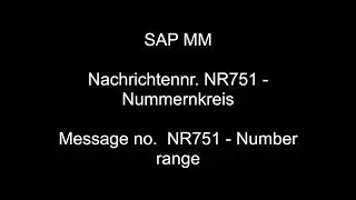 SAP MM  - Message no - NR751   Number range