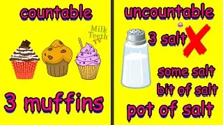 Countable and  Uncountable Nouns in English for Online classes with Pictures