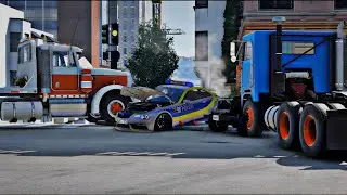 BeamNG drive - Crossroad Car vs Trucks - Real Crash - Gaming aadii