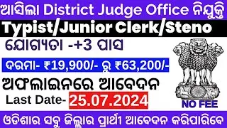 ସରକାରୀ Dist Court Jr Clerk POST ରେ ନିଯୁକ୍ତି | Steno/Clerk/Typist | Odisha Govt Jobs |  Clerk Jobs