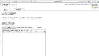 Logic 1 (lessBy10) Java Tutorial || codingbat com