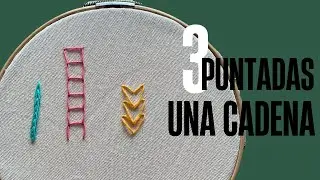 PUNTADA CADENETA BORDADO A MANO #bordadoamano #puntadacadena