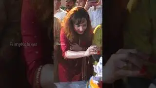 #ankitalokhande welcomes her Ganpati while performing full rituals 🙏 #filmykalakar