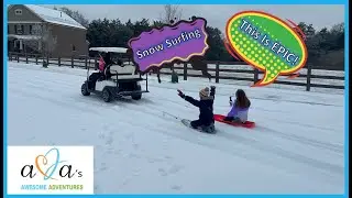 Snow Surfing Behind My Golf Cart!!