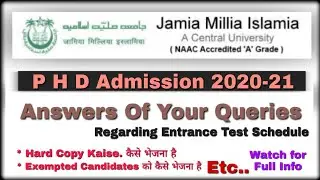 Jmi phd admission 2020-21 | jmi phd entrance 2021 | jamia phd admission test 2021