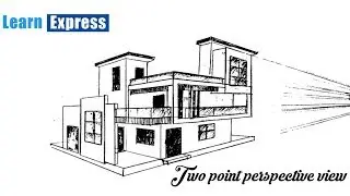 How to draw two point perspective view of a building || by Nijithkumar|| Learn express