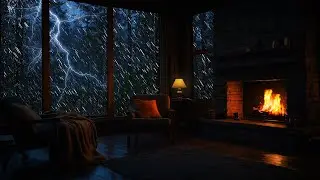 Cozy Night on Rainy Day help for Relax and Sleep well with Fire and Rain Sounds