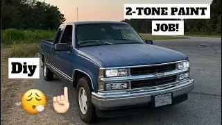 DIY 2-TONE PAINT JOB ON MY 97 C1500 TURNED OUT GREAT! (Under 250$) NO MORE FADED PAINT!😮‍💨😮‍💨