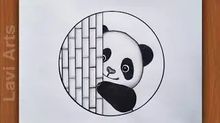Circle drawing😍 panda drawings😊easy circle drawing😀 easy circle scenery❤️: panda drawing in circle⭕️