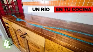 COUNTERTOP with EPOXY RIVER !!! KITCHEN CABINET complete with handles and varnished. Part 4