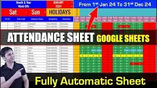 How To Make Staff Attendance in Google Sheets | Yearly Attendance Tracker in Google Sheets 2024