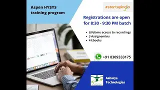 Aspen HYSYS Free Demo | Aaharya Technologies | Sivaji Thota |