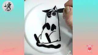 Как нарисовать кота на тарелке. Hot to draw cat.