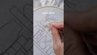 Satin stitch flower pot embroidery #embroidery #handembroidery #handmade #stitch #art #craft #needle
