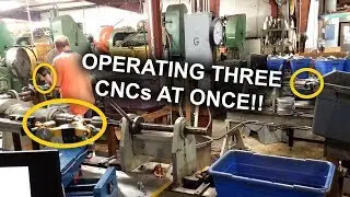 Operator running 3 Metal Spinning Lathes simultaneously!