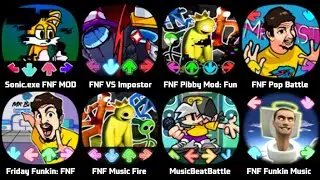 FNF Sonic.exe, FNF Impostor v5, FNF Pibby Mod, Funkin Showtime, Raptime Battle, Music Beat Battle
