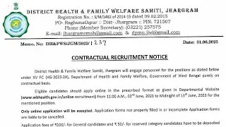 Jhargram district recruitment 2023 health department | wb health recruitment 2023 notification
