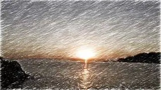 sun setting on the horizon - sketch style - MagicVideoArt