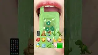 ASMR GREEN KOHAKUTO 초록색 코하쿠토 EMOJI FOOD 이모지 먹방 (sped up)