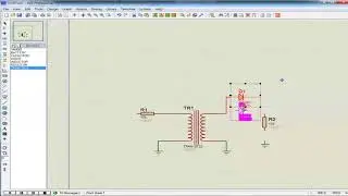 half-wave rectification step-down circuit with a transformer added by PROTEUS