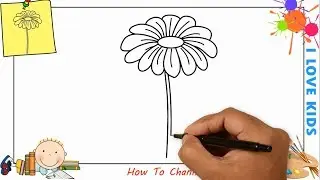 How to draw a flower EASY step by step for kids, beginners, children 10