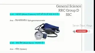 General Science Railway Group D, SSC, NTPC, All State exam in Hindi.