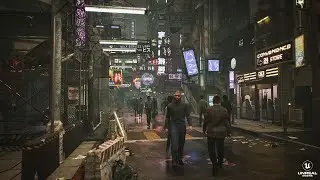Walking in Future District created with Unreal Engine 5 Lumen Nanite