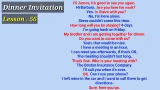 Dinner Invitation Conversation in English | Listening and Speaking - Lesson 56