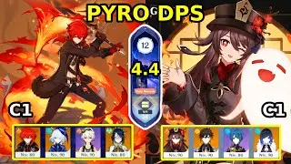 C1 Diluc and C1 Hu tao - NEW Genshin Impact Abyss 4.4 - Floor 12 9 Stars