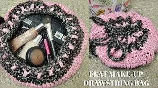How to Crochet a Flat Drawstring Make-Up Bag