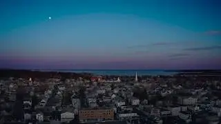 Aerial Video - Moonrise Over Beverly, MA